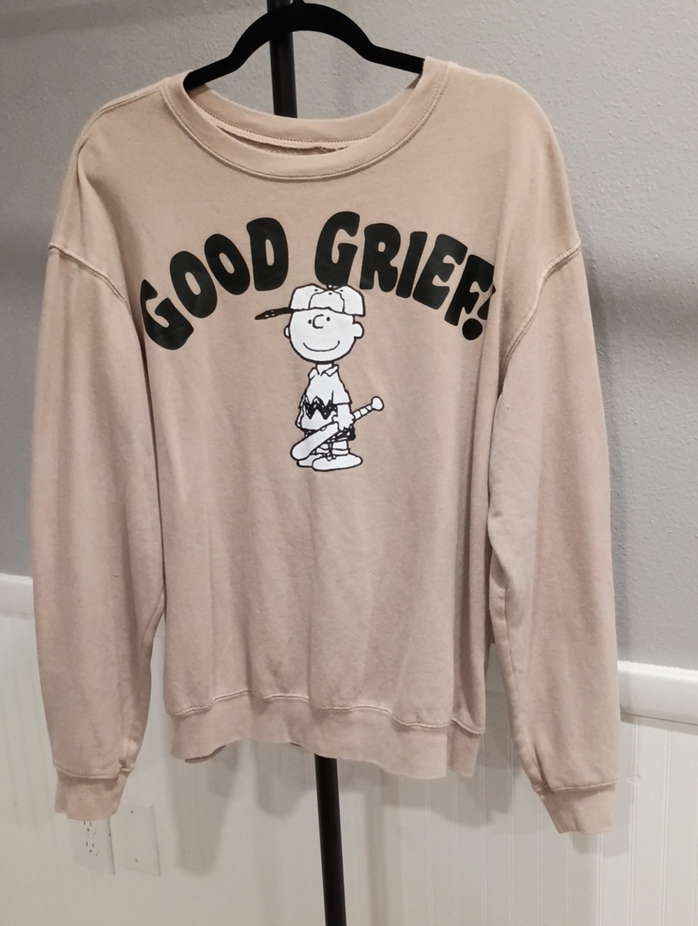 Peanuts Beige 'Good Grief' Charlie Brown Graphic Crewneck